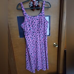 Vibrant Pink Animal Print Midi Dress